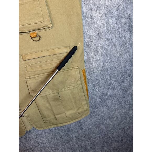 Vintage Orvis Mens Tan Outdoor Hunting Fishing Vest Leather Buckles Vented - XL - Picture 3 of 10